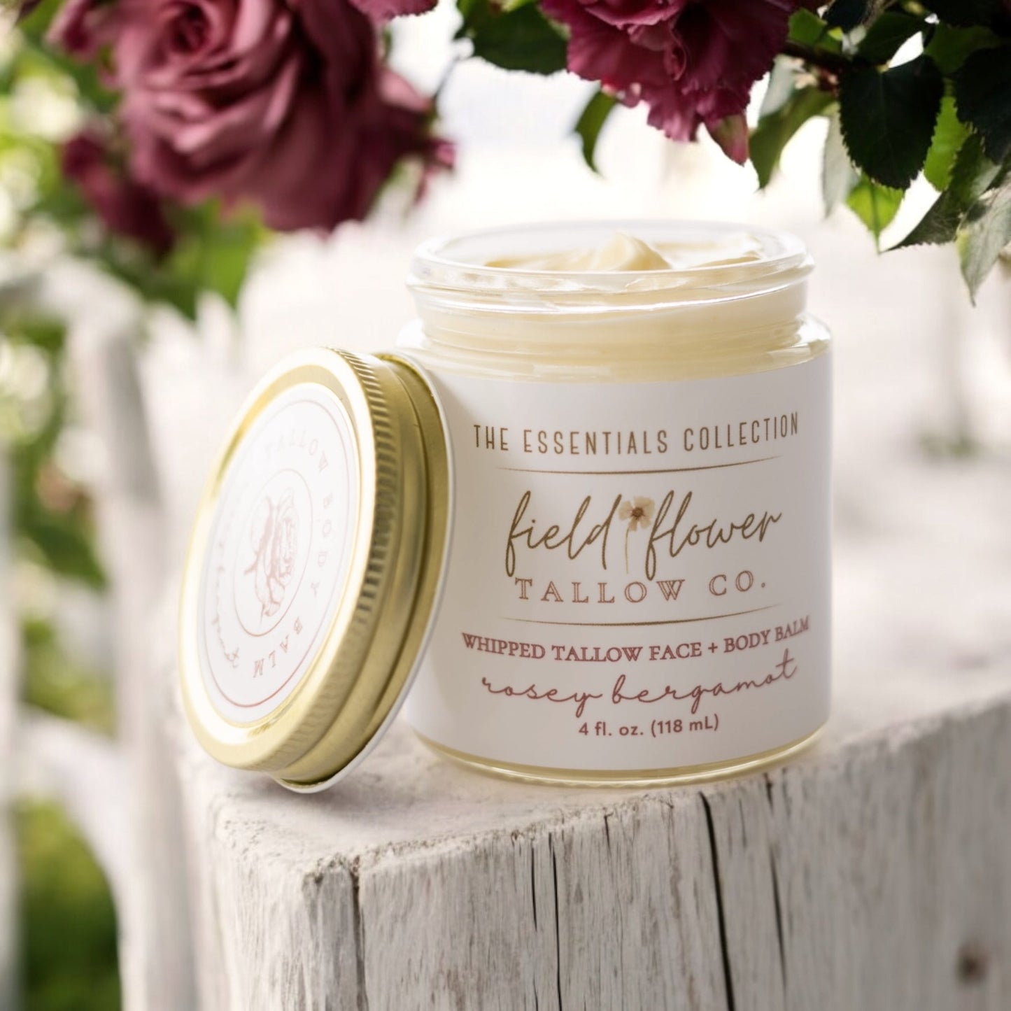Jar of Rosey Bergamot Whipped Tallow Face + Body Balm