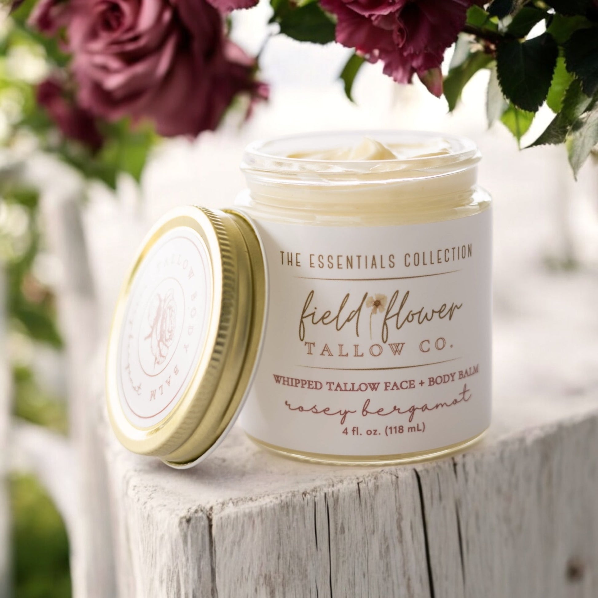 Jar of Rosey Bergamot Whipped Tallow Face + Body Balm
