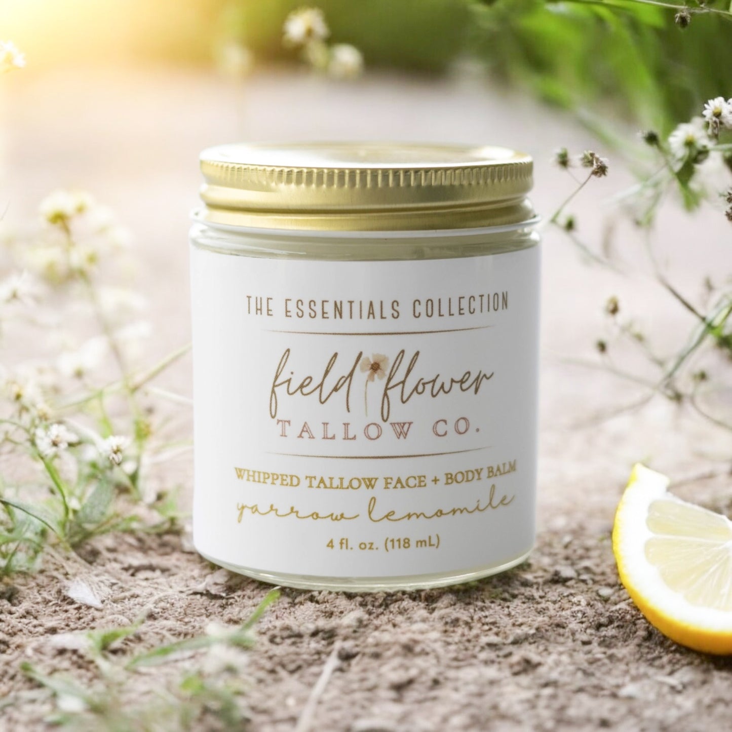 Jar of Whipped Tallow Face + Body Balm Yarrow Lemomile