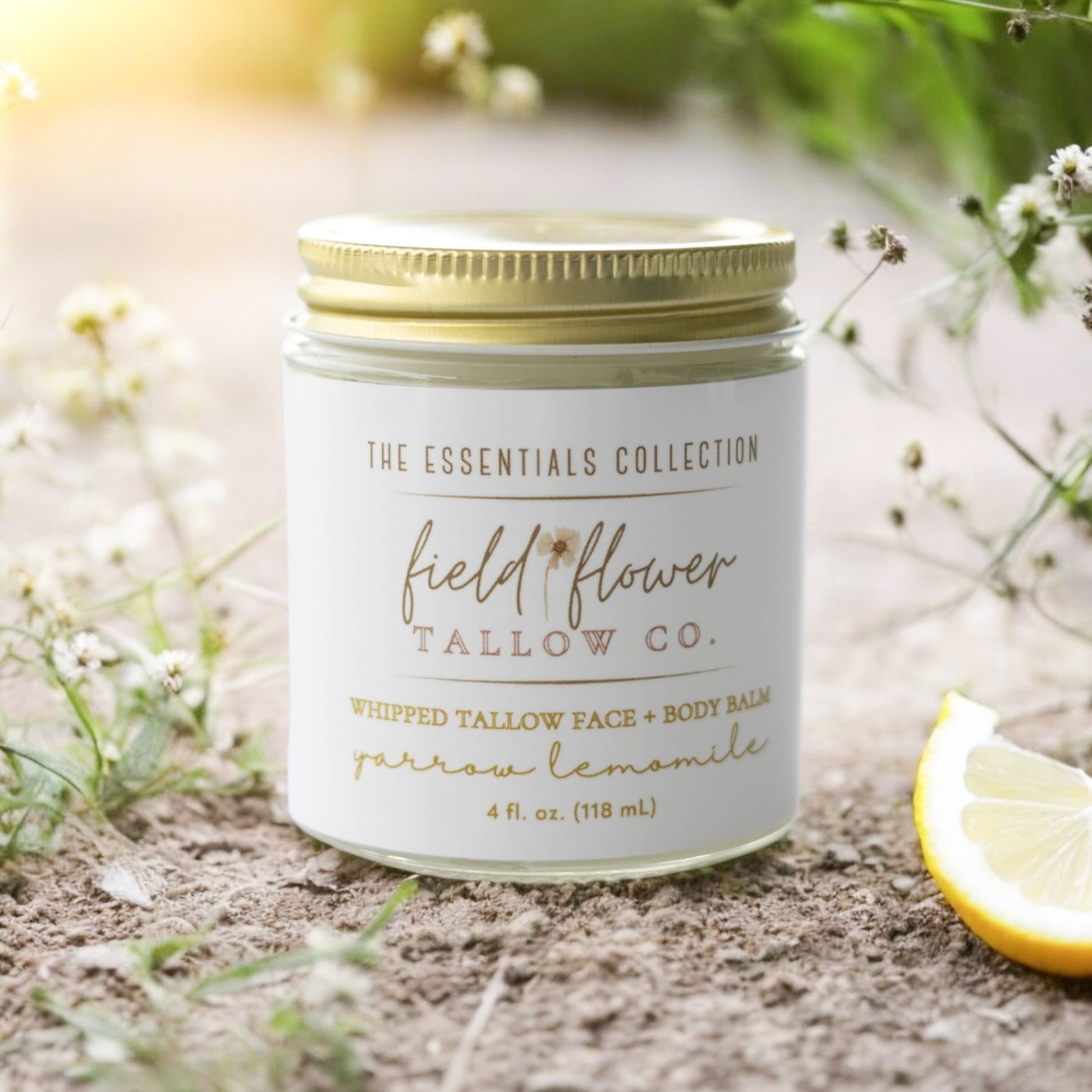 Jar of Whipped Tallow Face + Body Balm Yarrow Lemomile