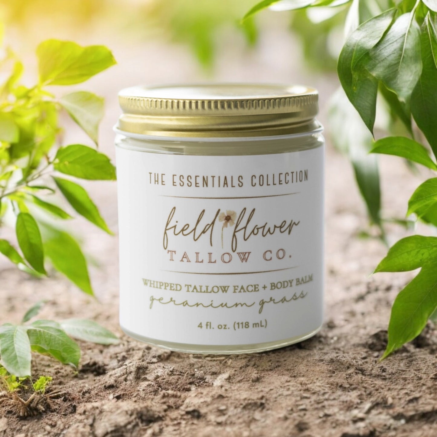 Jar of Whipped Tallow Face + Body Balm Geranium Grass
