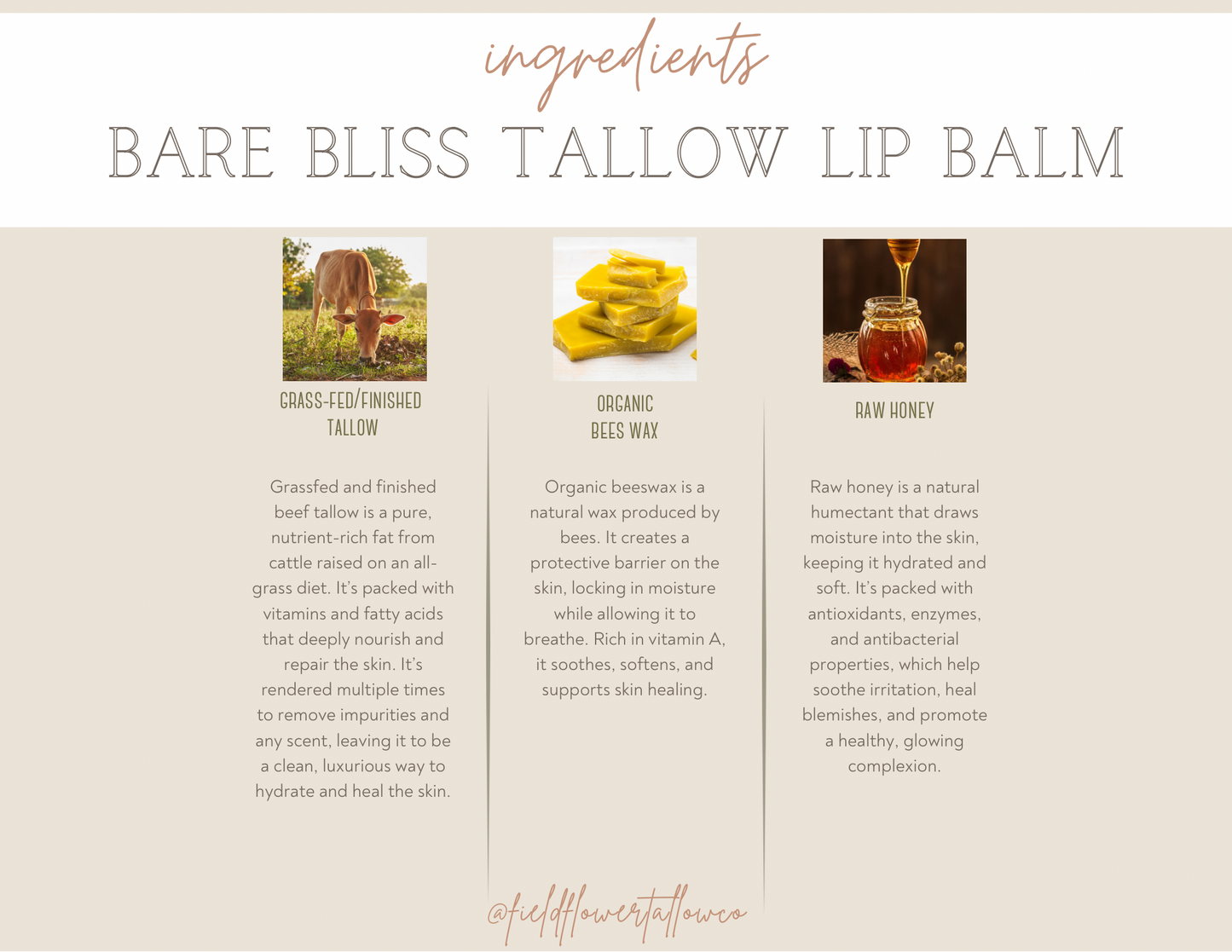 Bare Bliss Tallow Lip Balm Tube